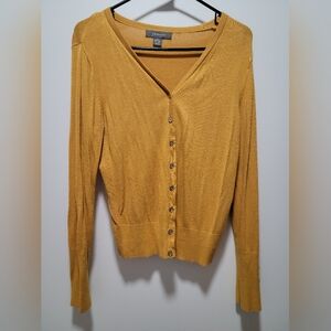 Yellow button up sweater - women's